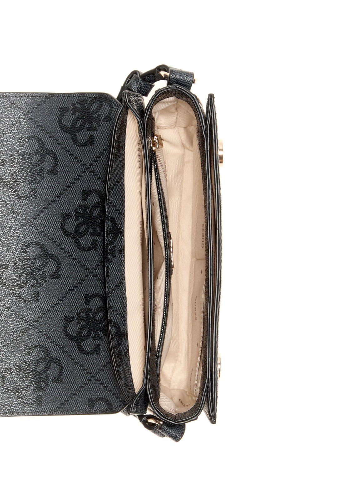 Bolsa Janie Logo Transversal Flap Preto 4