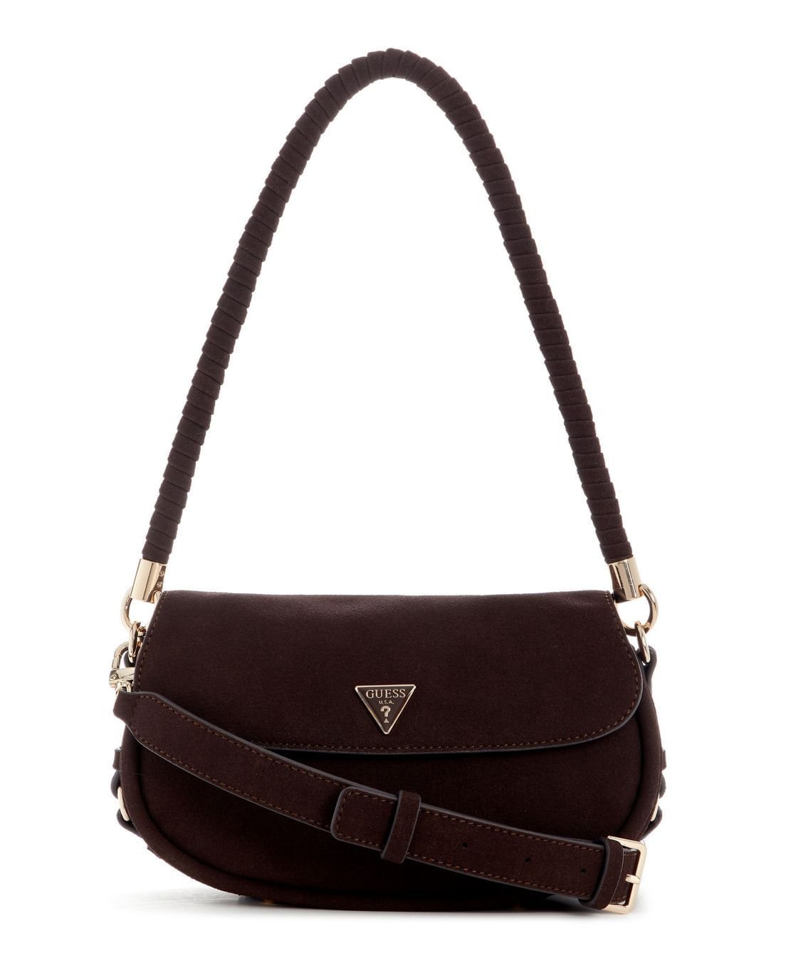 Bolsa Danya Flap Shoulder Marrom Escuro