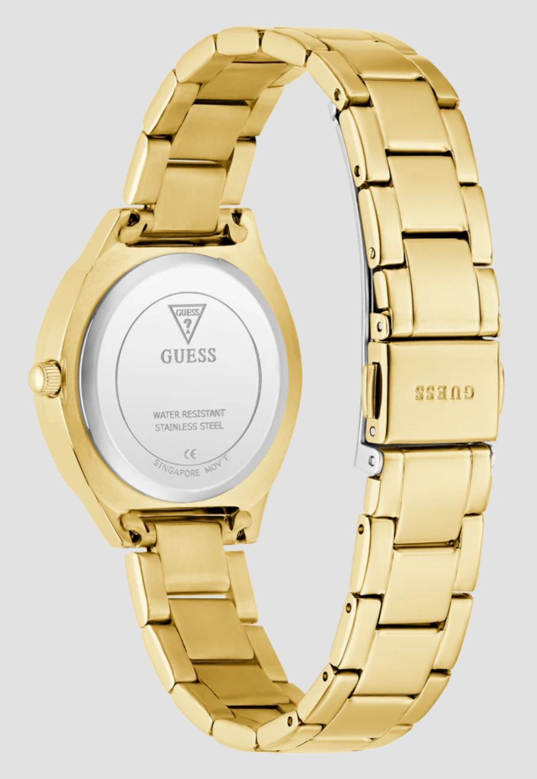 Relógio Redondo Cravejado Rosa Dourado Dourado 7