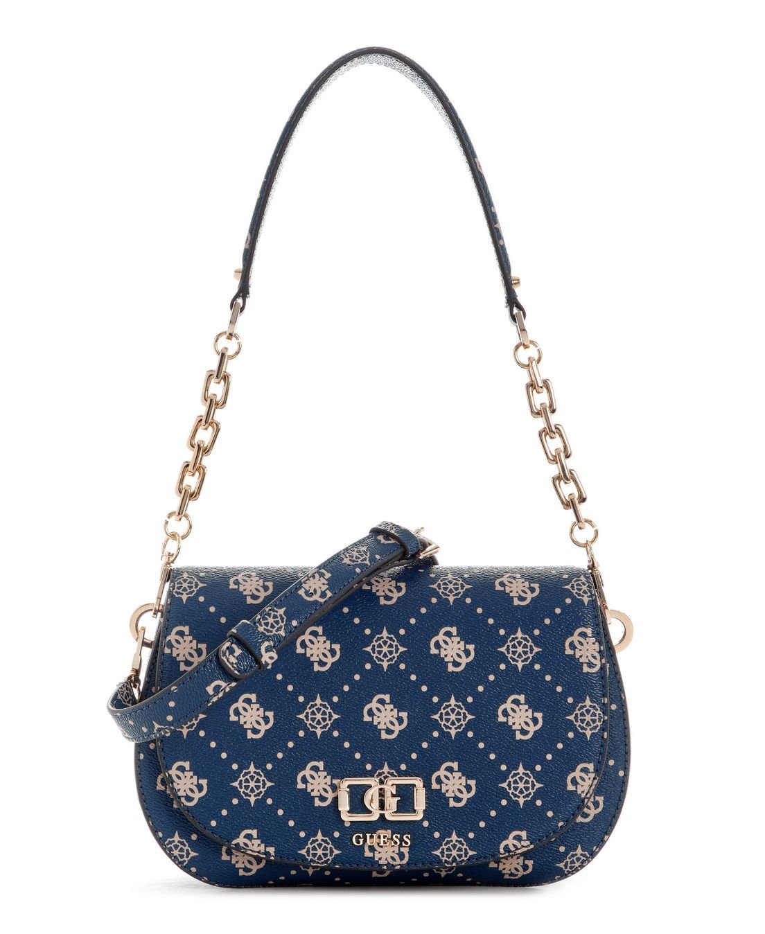 Bolsa Emelie Logo Flap Shoulder Azul Escuro