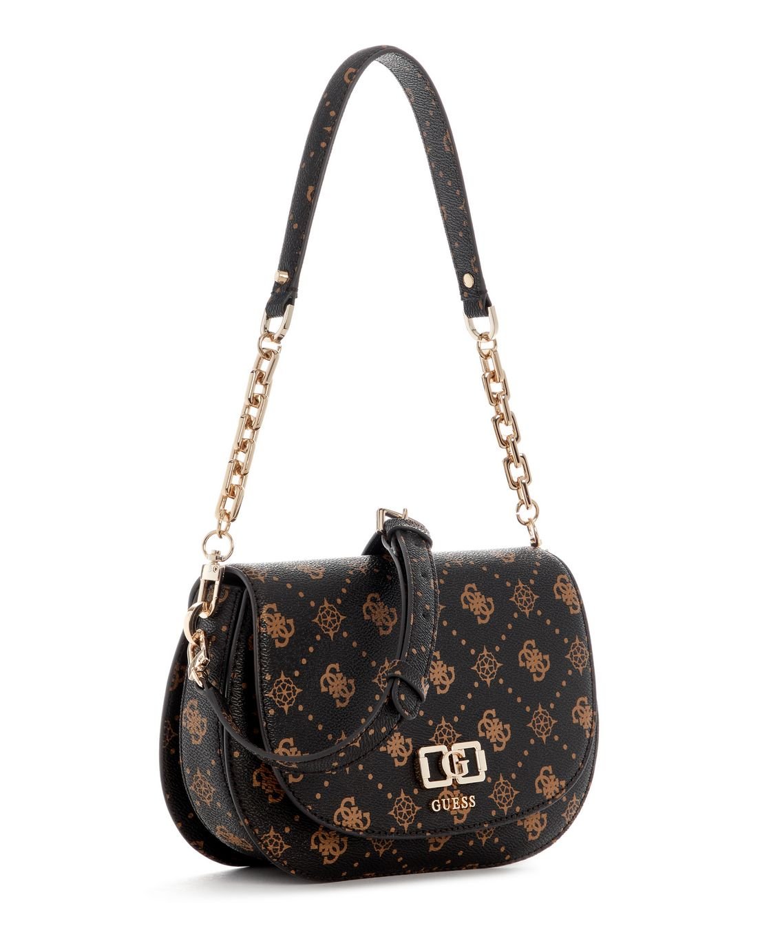 Bolsa Emelie Logo Flap Shoulder Marrom Marrom 2