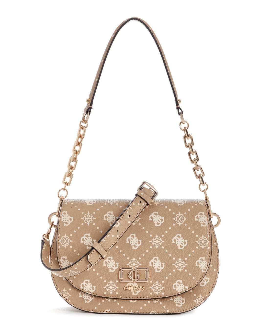Bolsa Emelie Logo Flap Shoulder Bege
