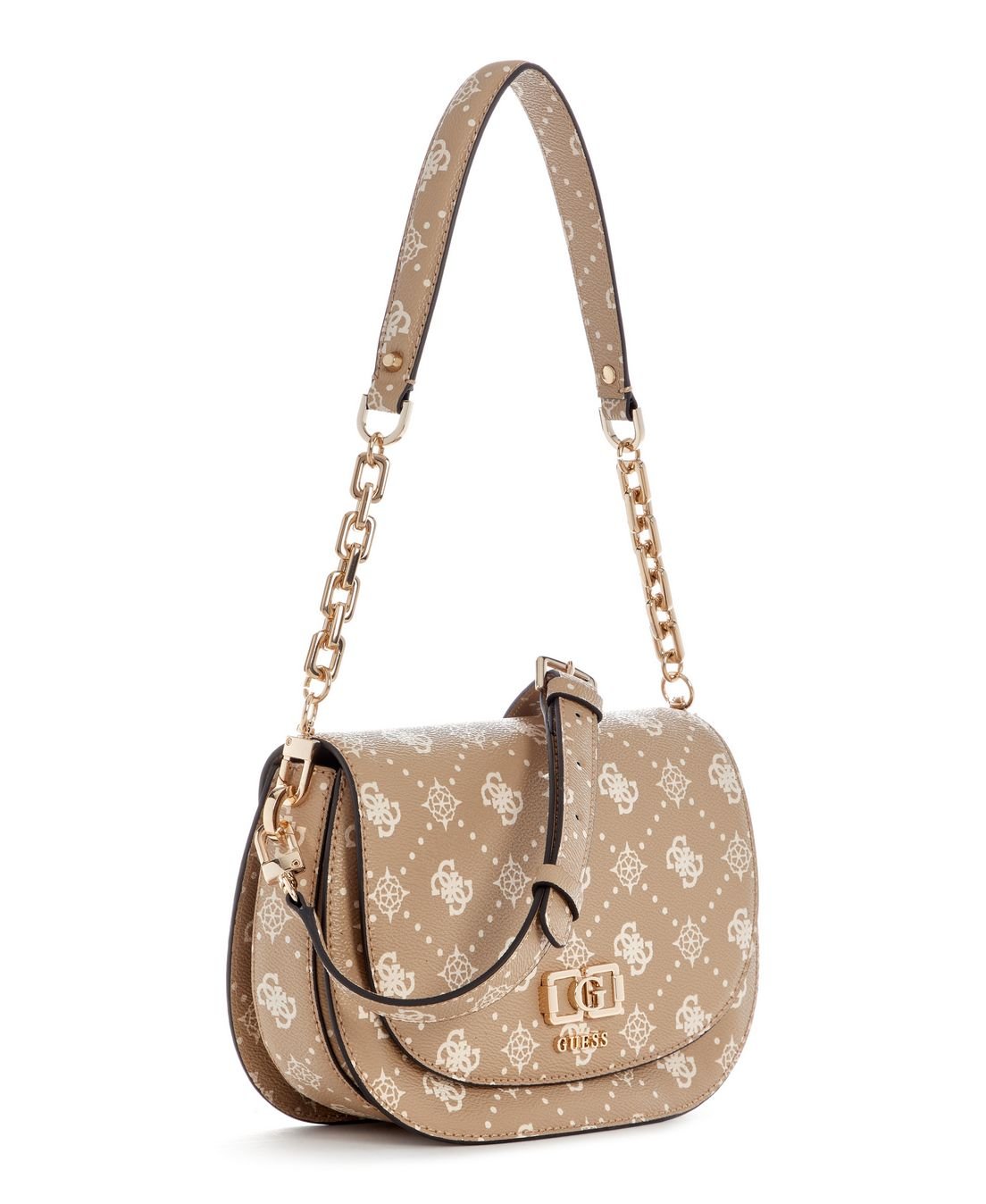 Bolsa Emelie Logo Flap Shoulder Bege Bege 2