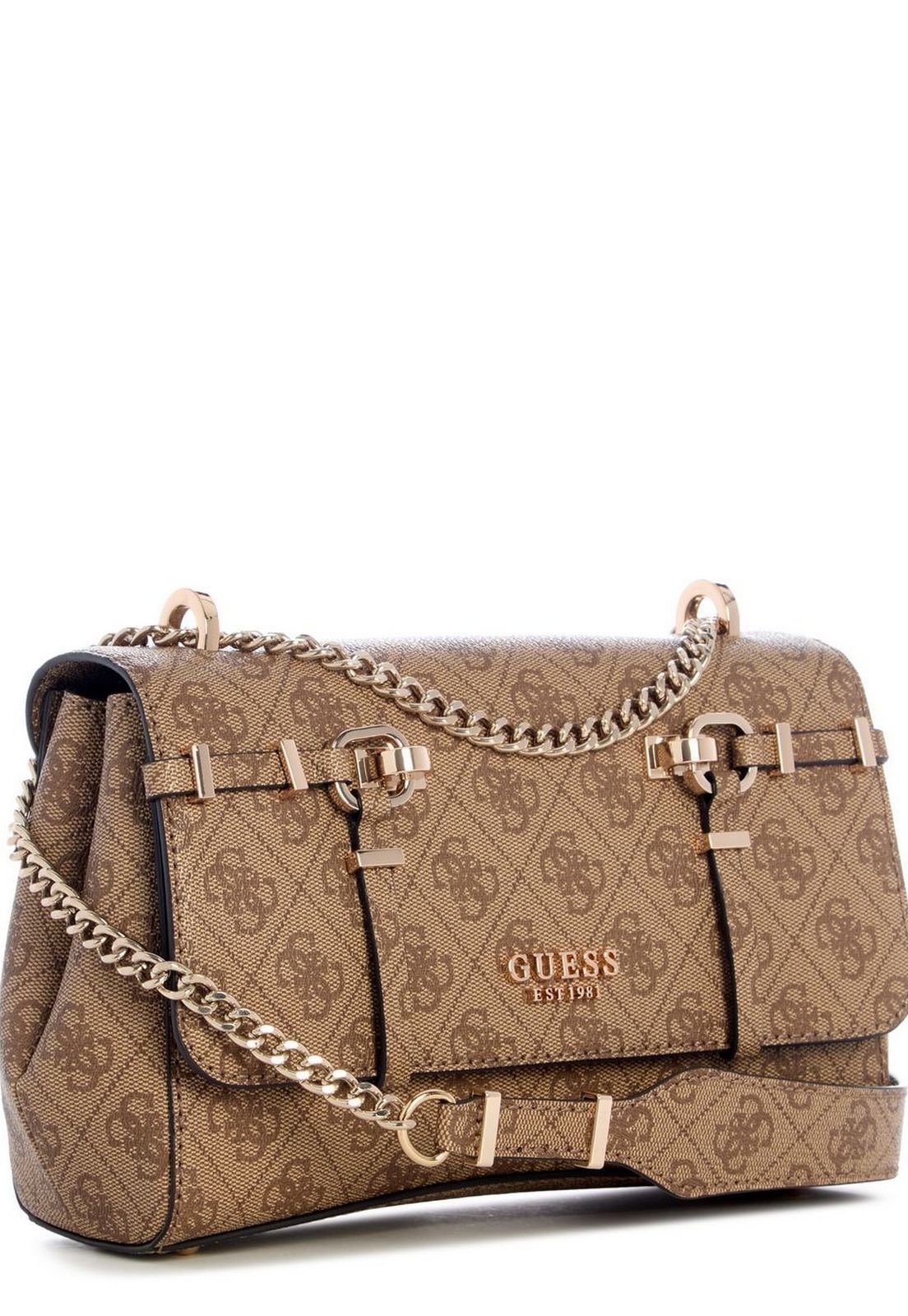 Bolsa Leona Logo Transversal Flap Bege Bege 2