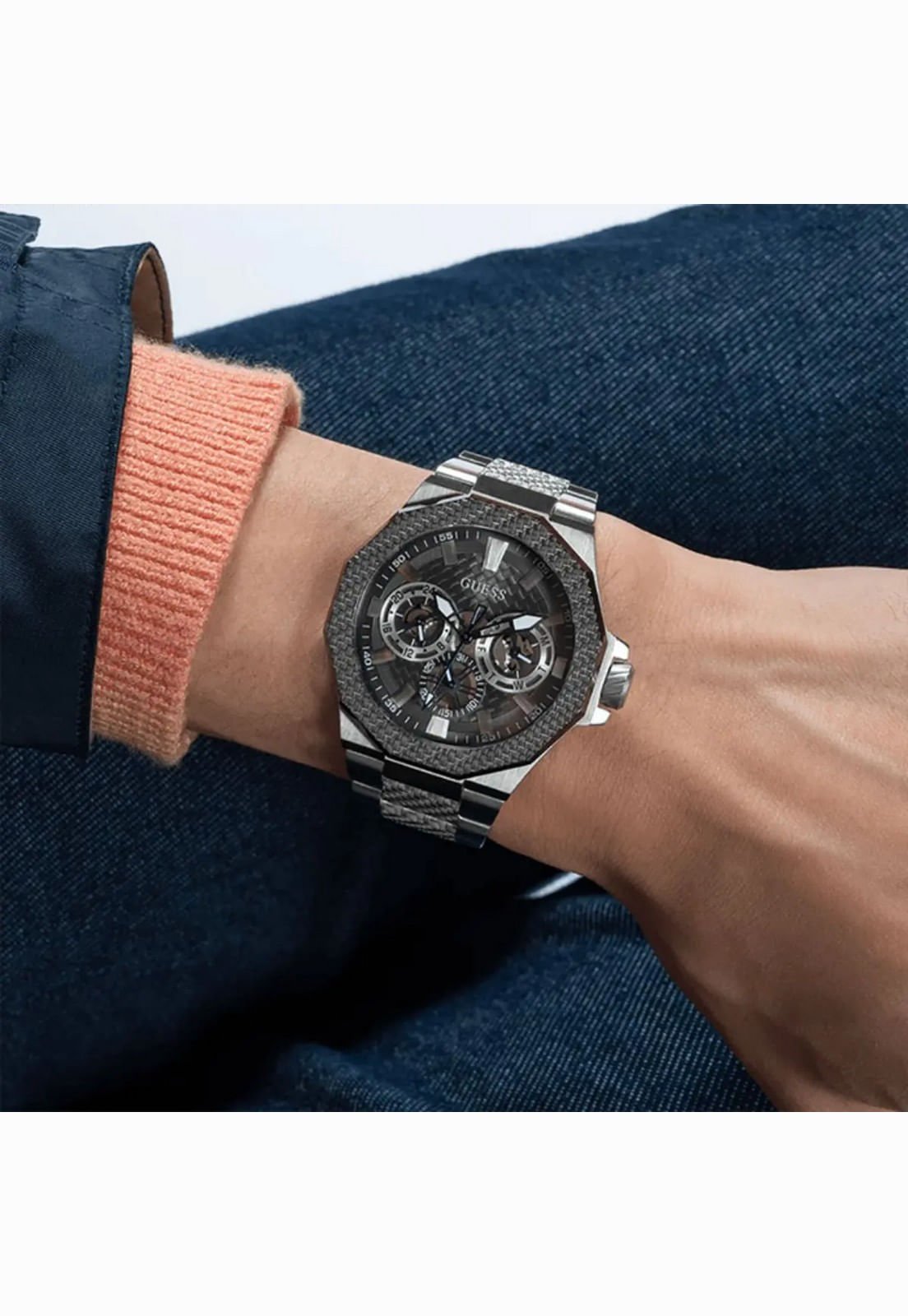 Relógio Guess Masculino Multifunção Prata Prata 2