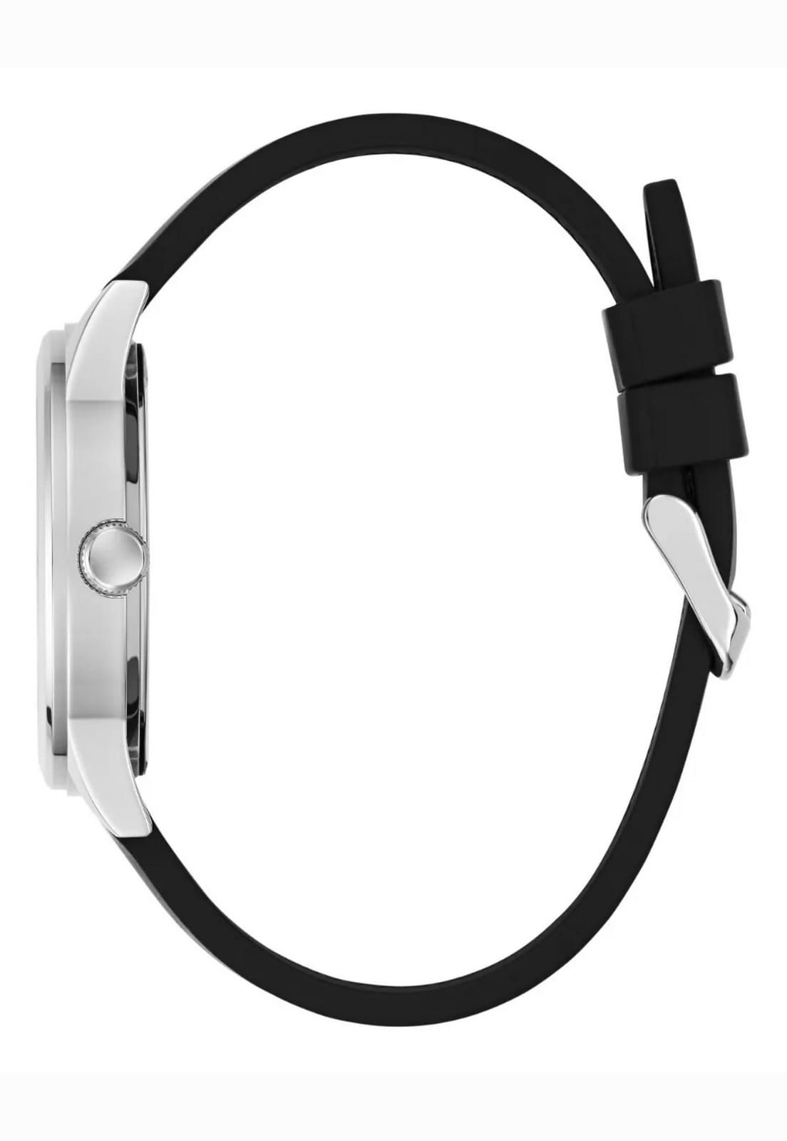 Relógio Masculino Pulseira Silicone Preto Preto/Prata 4