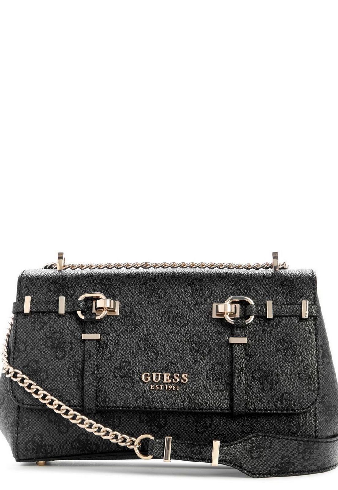 Bolsa Leona Logo Transversal Flap Preto