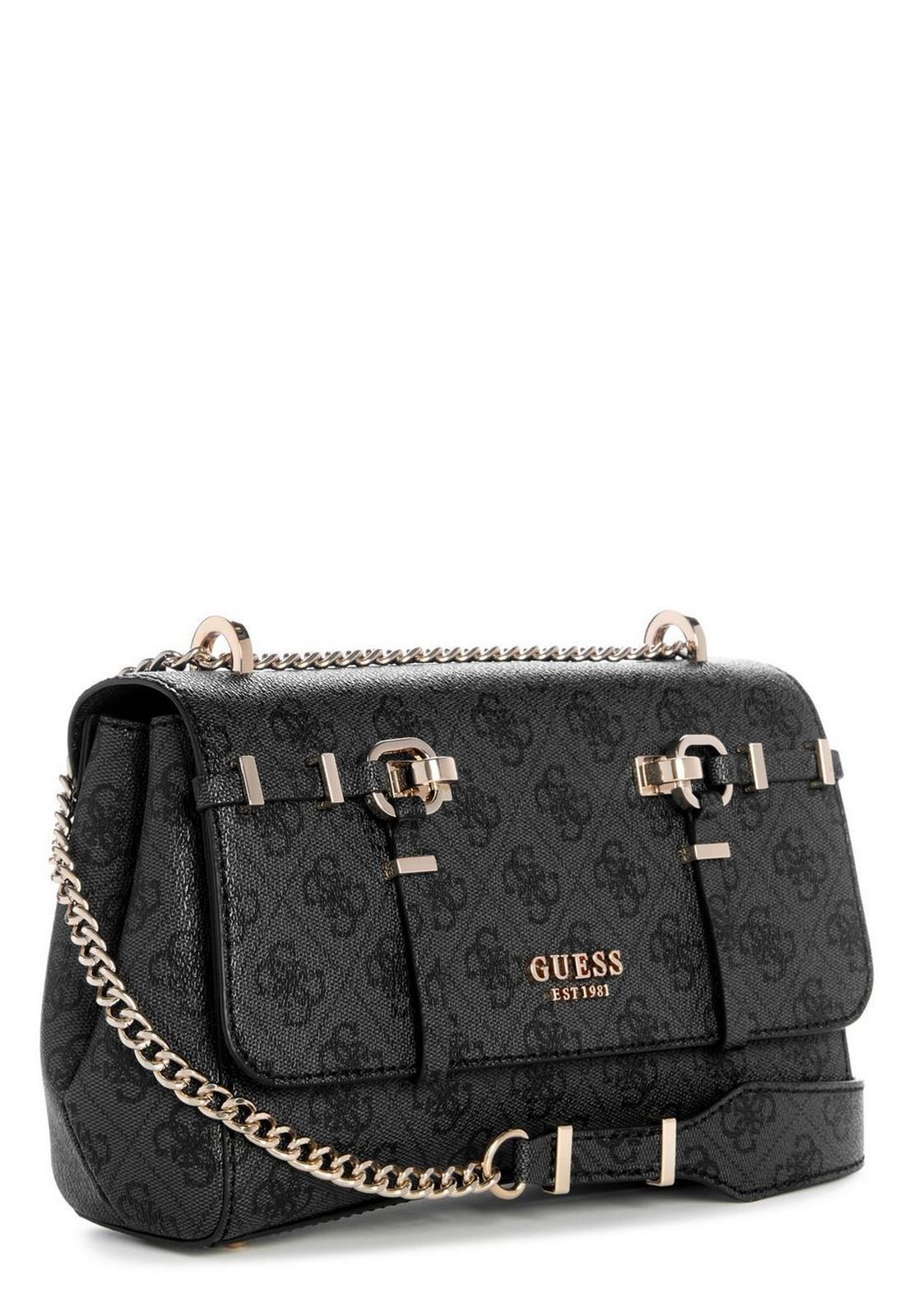 Bolsa Leona Logo Transversal Flap Preto Preto 2