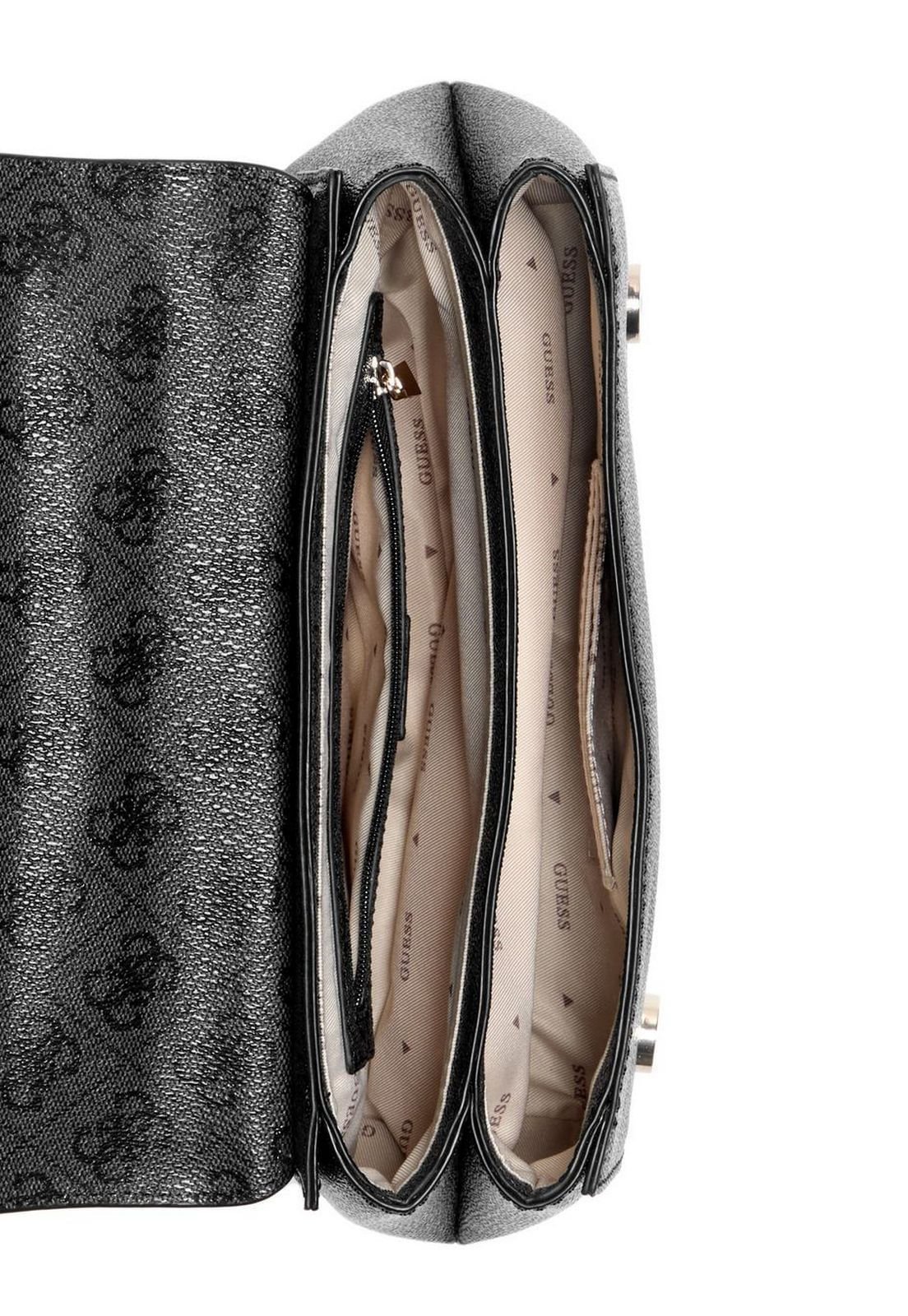 Bolsa Leona Logo Transversal Flap Preto Preto 4