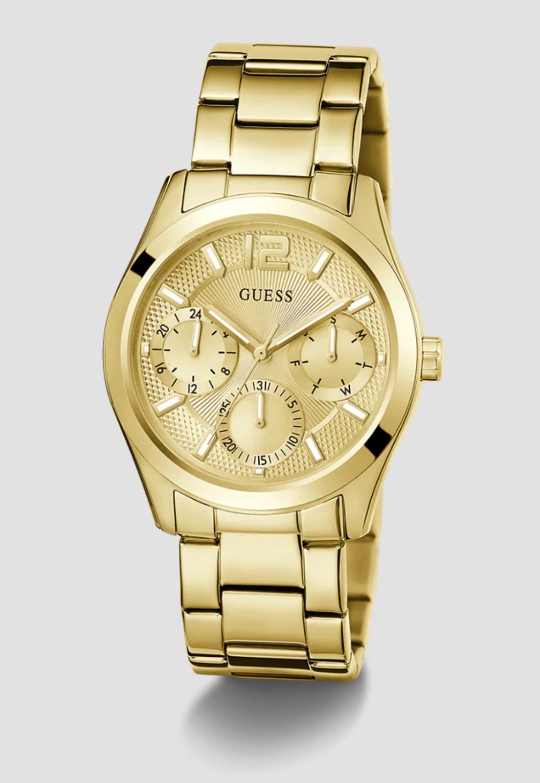 Relógio Redondo Multifunções Aço Dourado Dourado 3