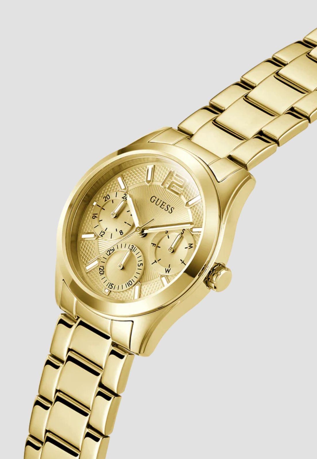 Relógio Redondo Multifunções Aço Dourado Dourado 4