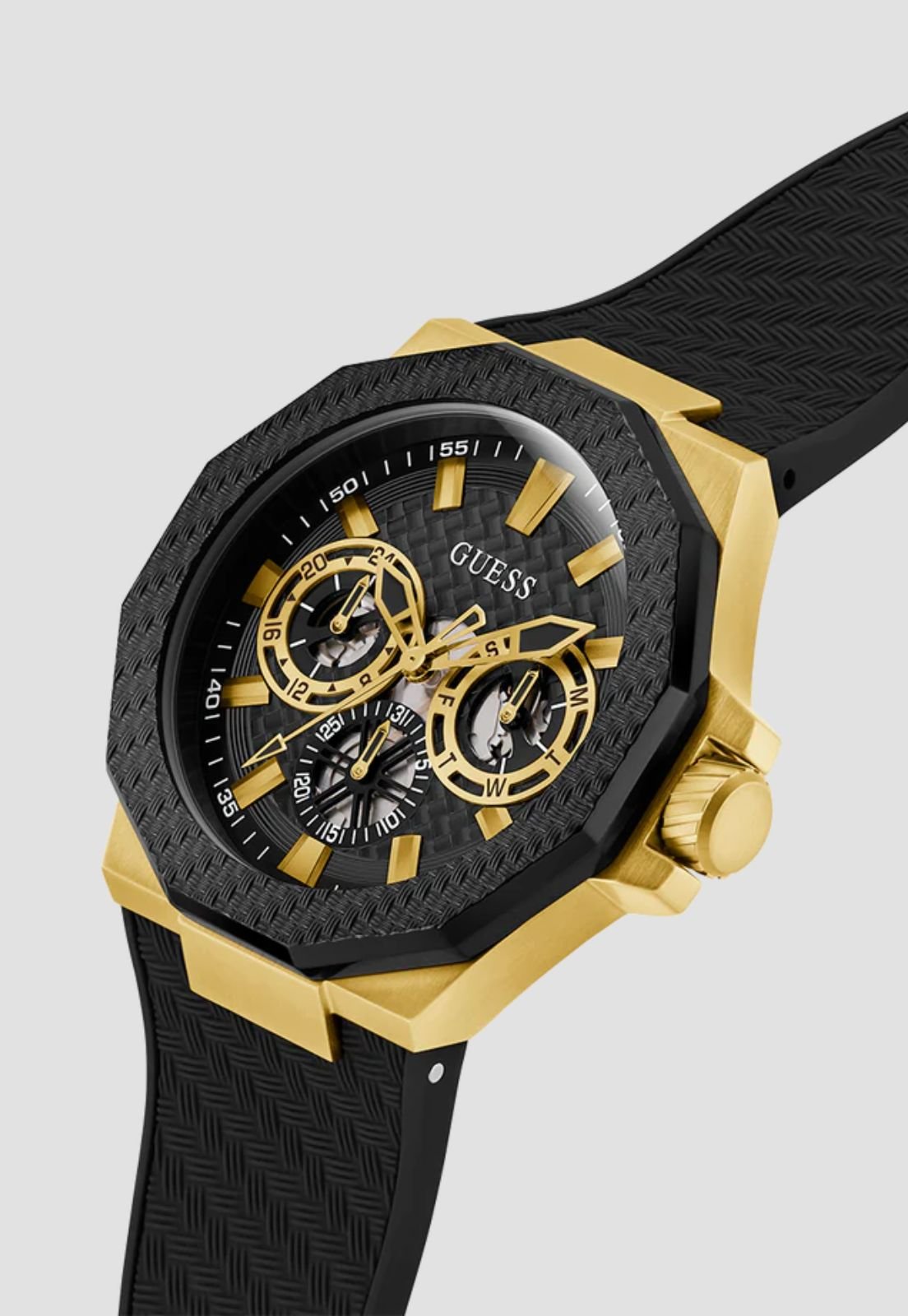 Relógio Sport Silicone Preto Dourado Dourado/Preto 3