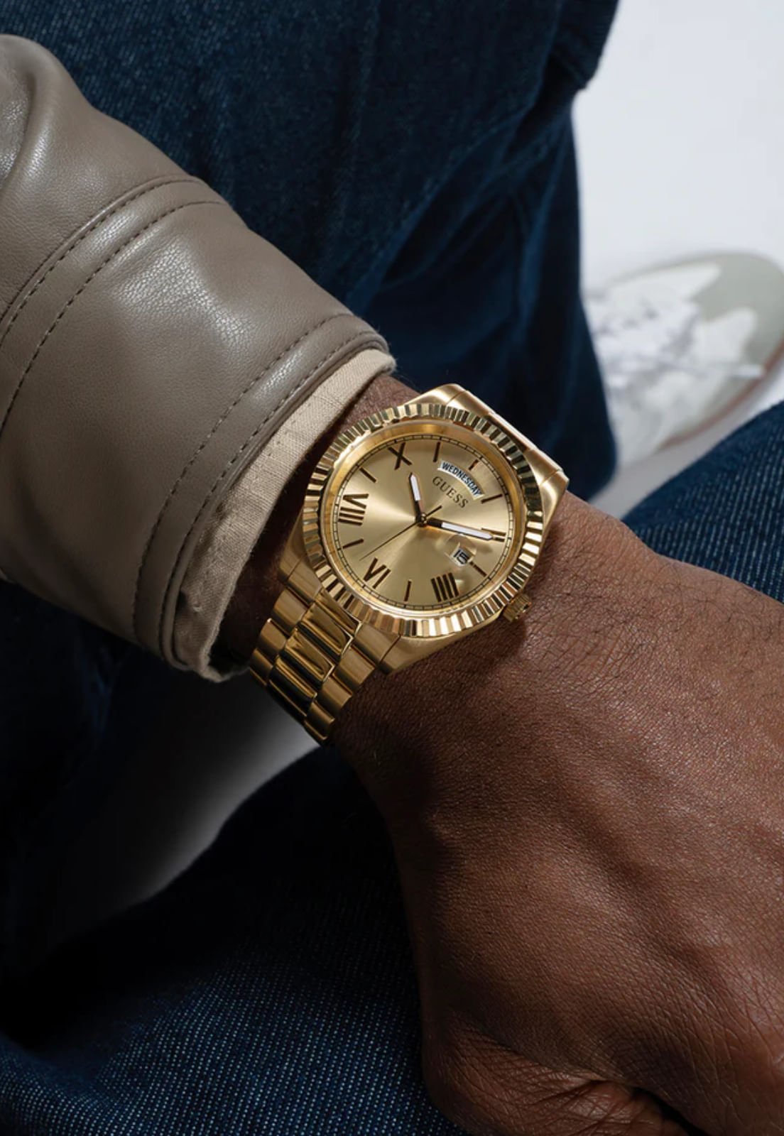 Relógio Analógico Aço Redondo Dourado Dourado 7
