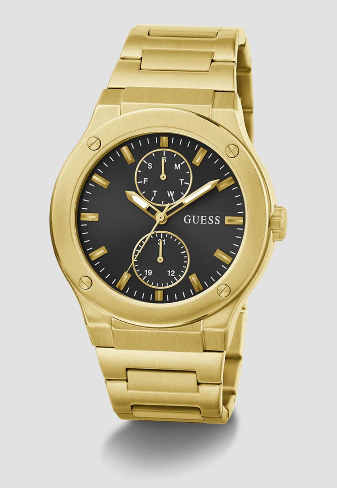 Relógio Redondo Multifuncional Aço Dourado Dourado 3