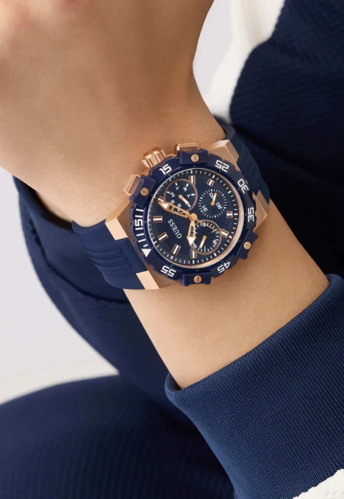 Relógio Sport Multifunção Silicone Azul Azul 6