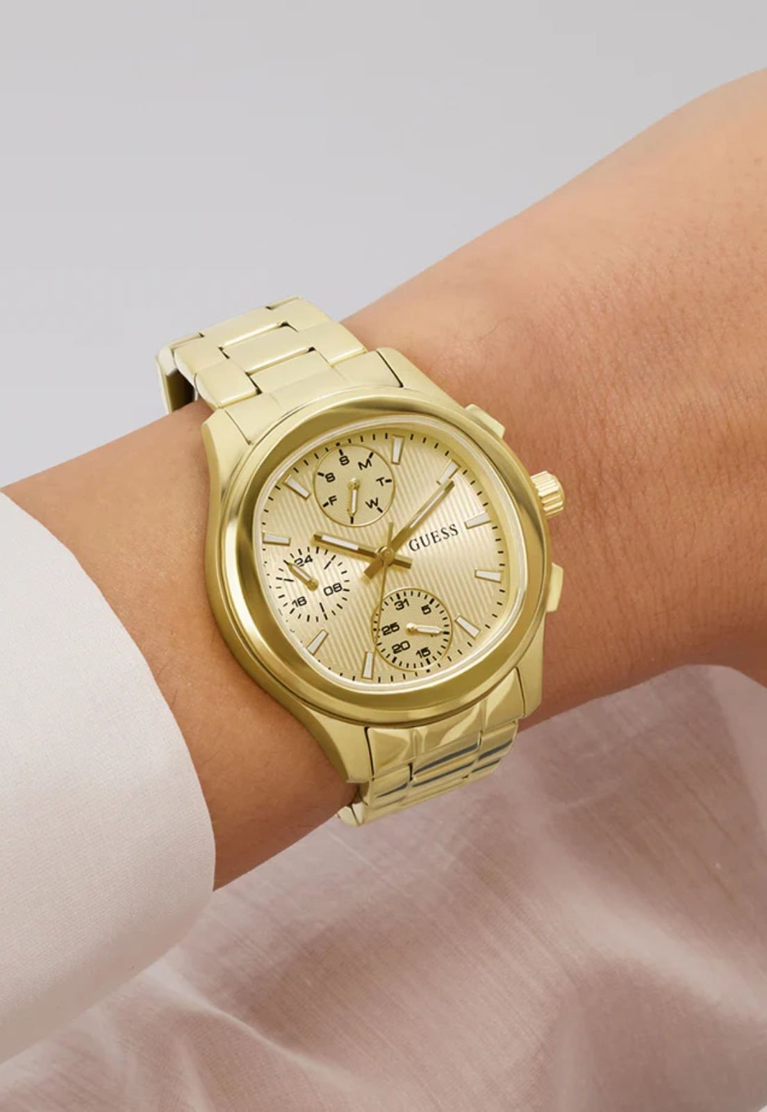 Relógio Multifunção Aço Dourado Dourado 5