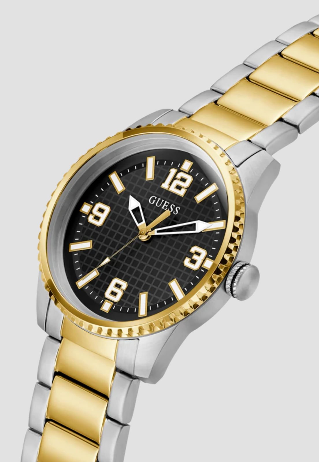 Relógio Redondo Bicolor Aço Dourado Prata Prata 4