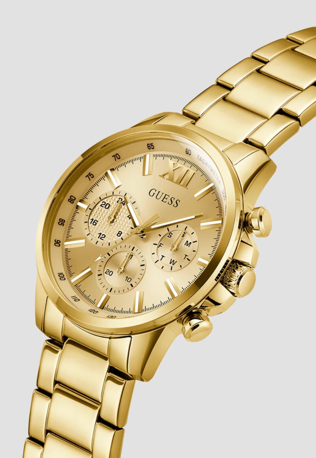 Relógio Cronógrafo Multifuncional Aço Dourado Dourado 4