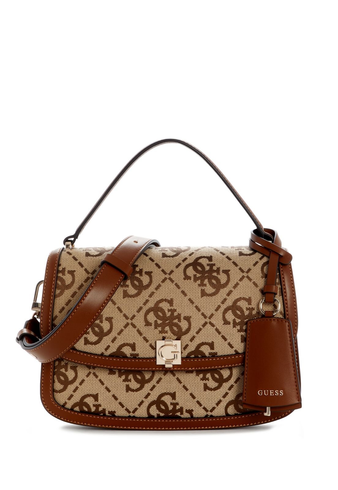 Bolsa Audrey Logo Transversal  Flap Bege