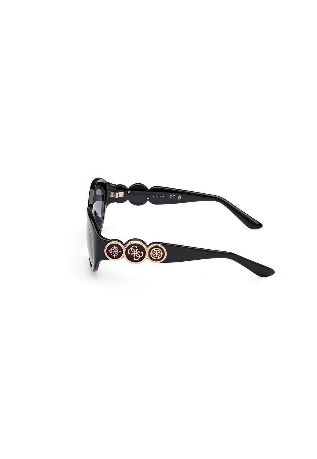 Óculos de Sol Oval Monograma Acetato Preto Preto 3