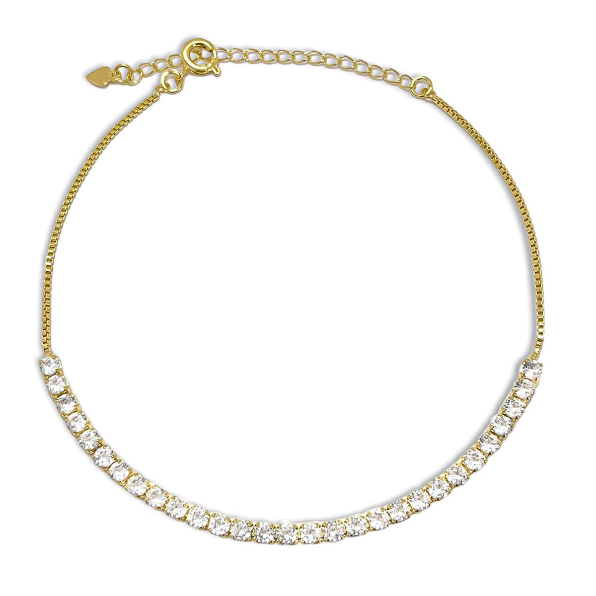 Tornozeleira Riviera de Zirconia Banhada Ouro 18k Prata 1