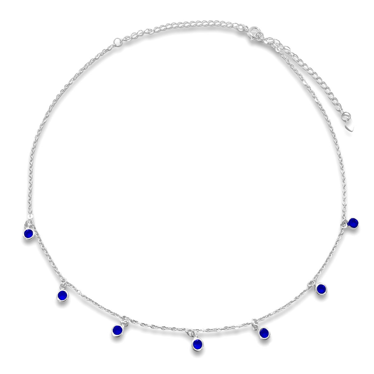 Choker Pedra Azul Safira Banhada Prata Semijoia Prata 1