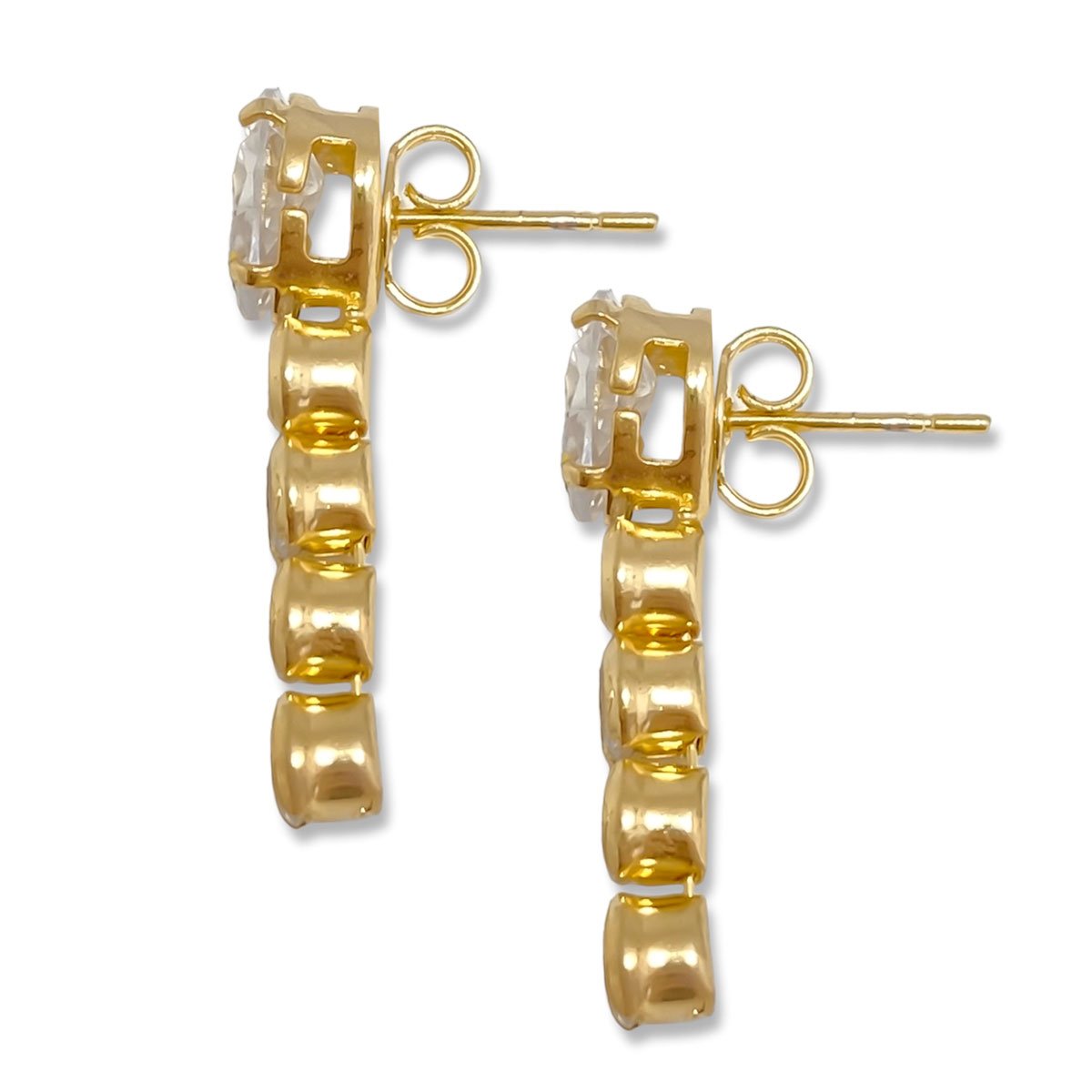 Brinco Gota e Zirconias Cristais Banhado a Ouro 18K Semijoia Dourado 3