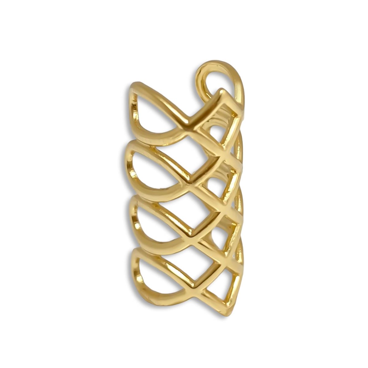 Brinco Piercing Fake Design Entrelacado Banhado a Ouro 18K Semijoia Dourado 1