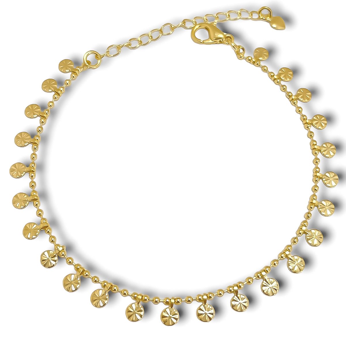 Pulseira Medalhas Pequenas Diamantadas Banhada a Ouro 18k Semijoia Dourado 1