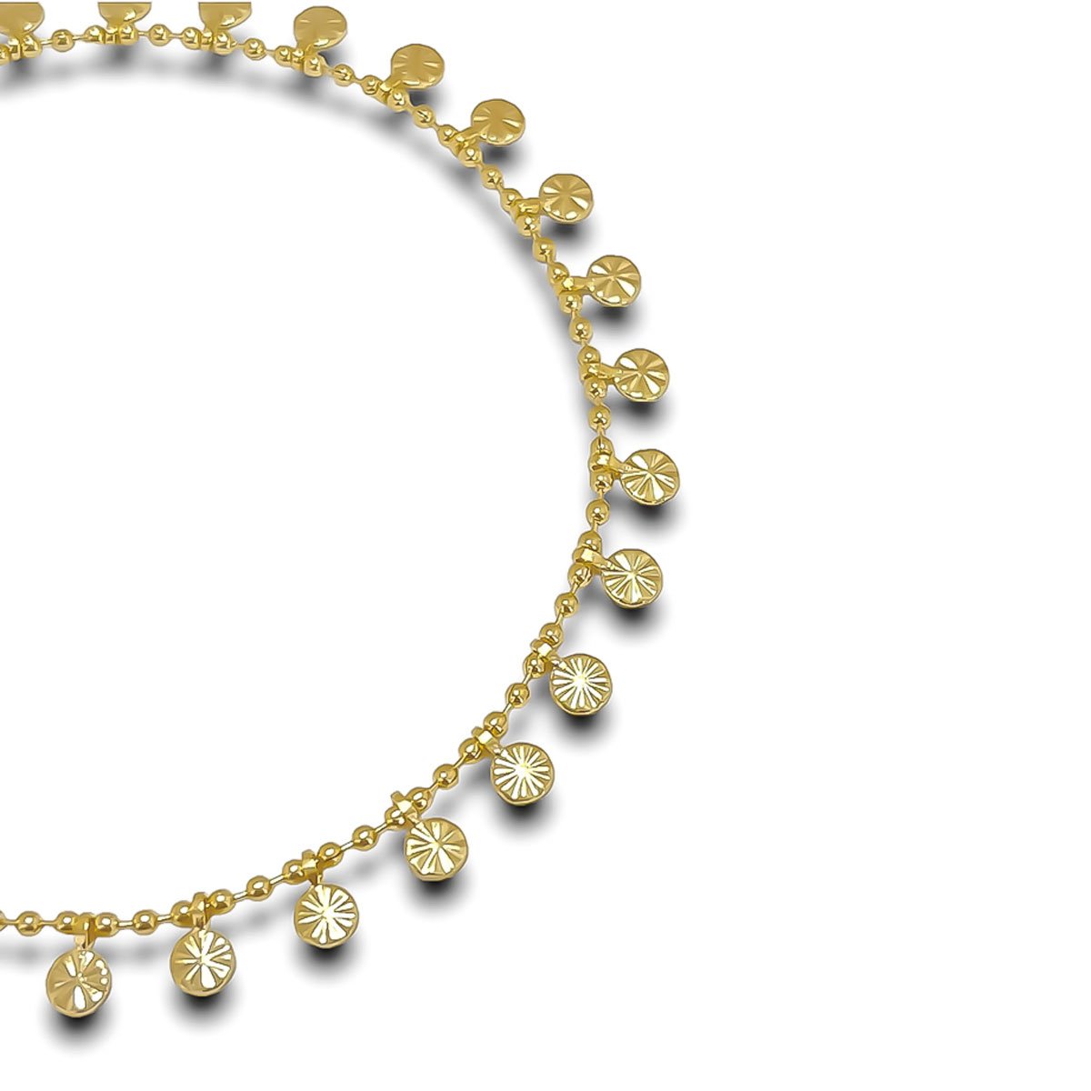 Pulseira Medalhas Pequenas Diamantadas Banhada a Ouro 18k Semijoia Dourado 2