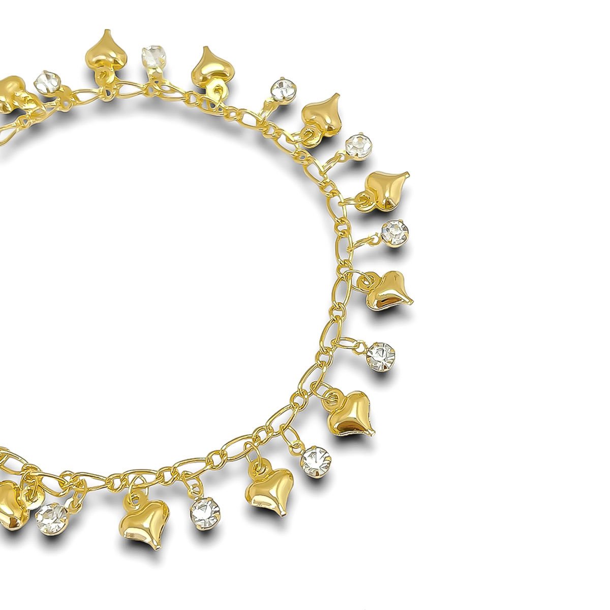 Pulseira Coracao e Zirconia Banhada a Ouro 18k Semijoia Dourado 3