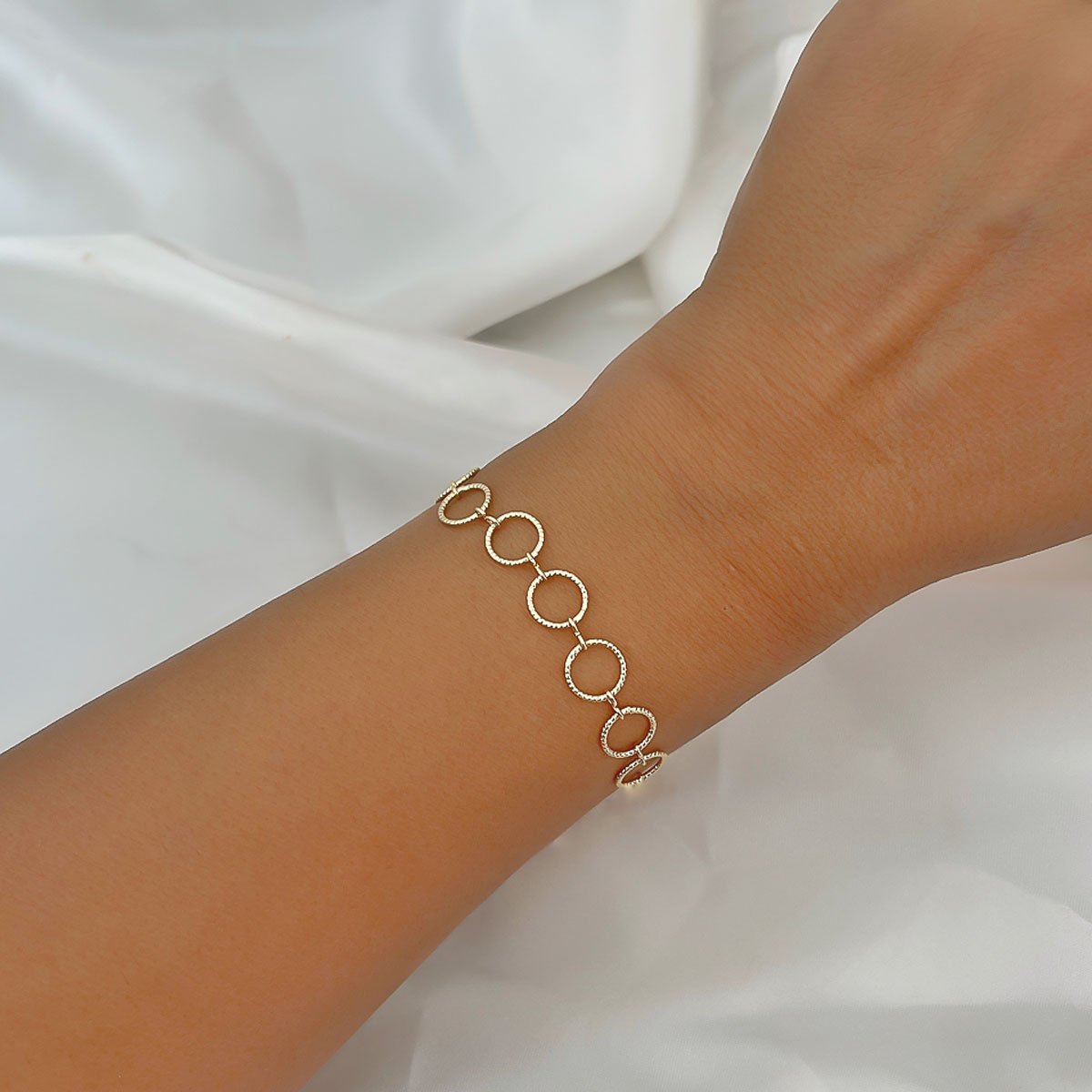 Pulseira Elos Diamantados Banhada a Ouro 18k Semijoia Dourado 2