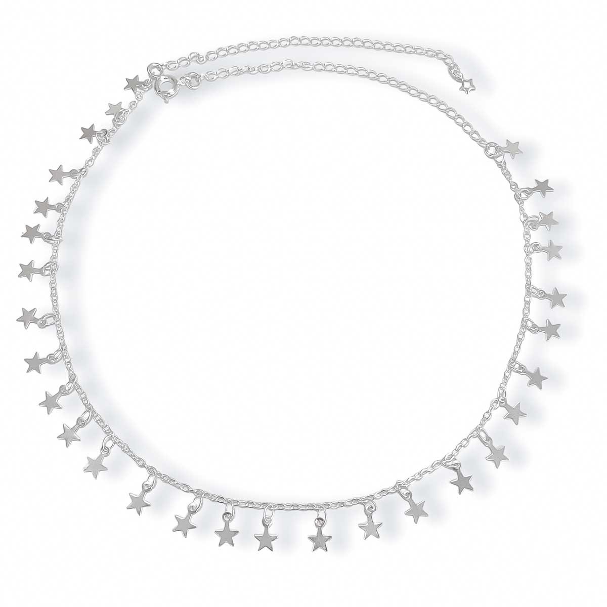 Choker Colar Estrelas Lisas Banhado a Prata Semijoia Prata 1