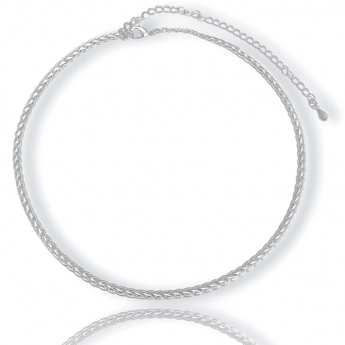 Choker Colar Trancado Banhado a Prata Semijoia Prata 1