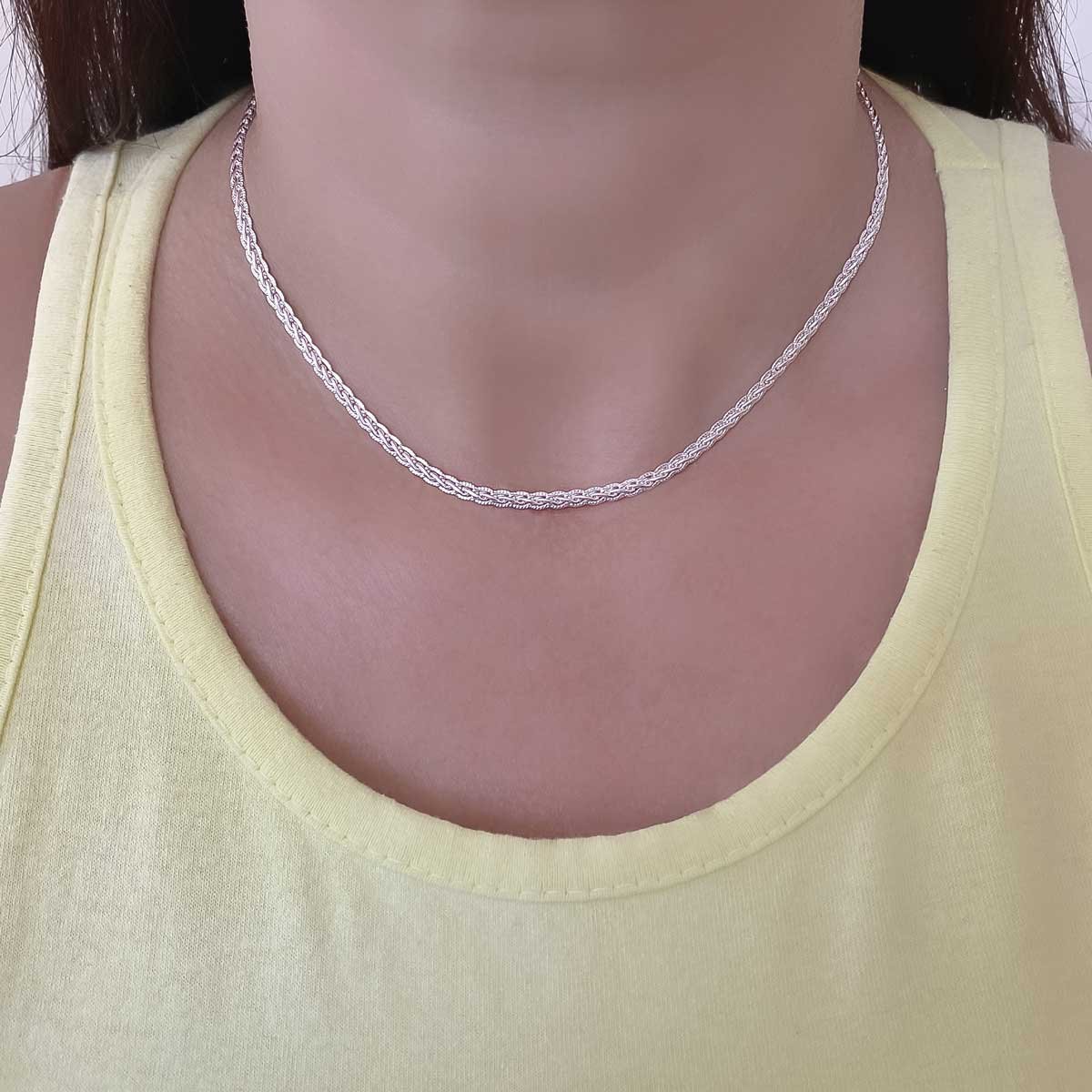 Choker Colar Trancado Banhado a Prata Semijoia Prata 2