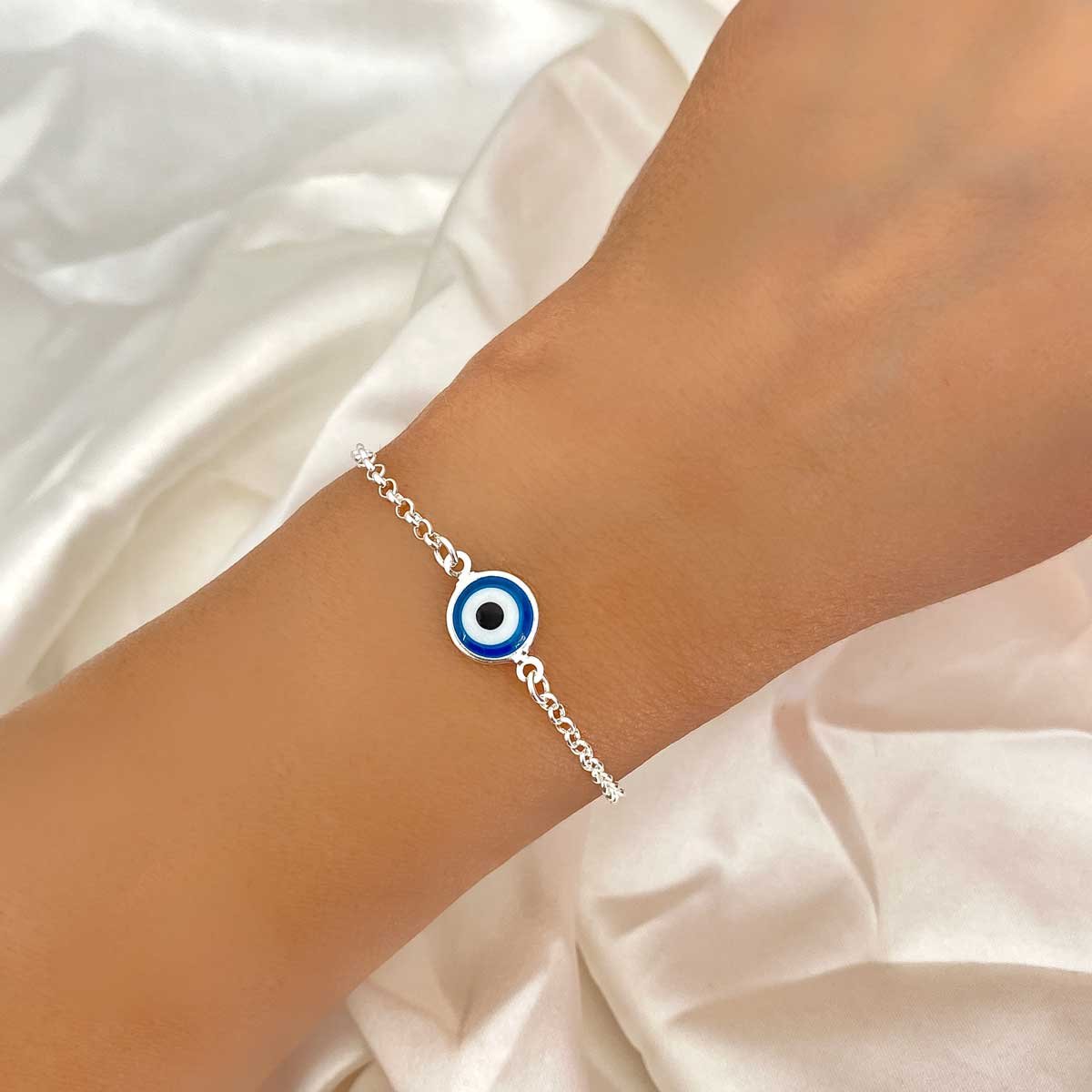Pulseira Olho Grego Tradicional Banhada a Prata Semijoia Prata 2