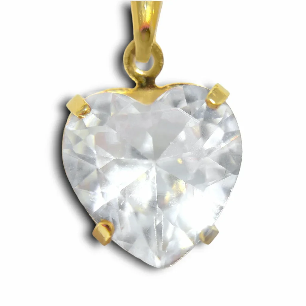 Colar Corrente Veneziana Lisa Coracao Zirconia Banhado a Ouro 18K Dourado 4