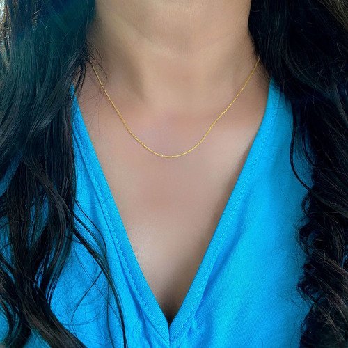 Corrente Cordao Rabo Rato Diamantada Redonda Banho Ouro 18k Dourado 2