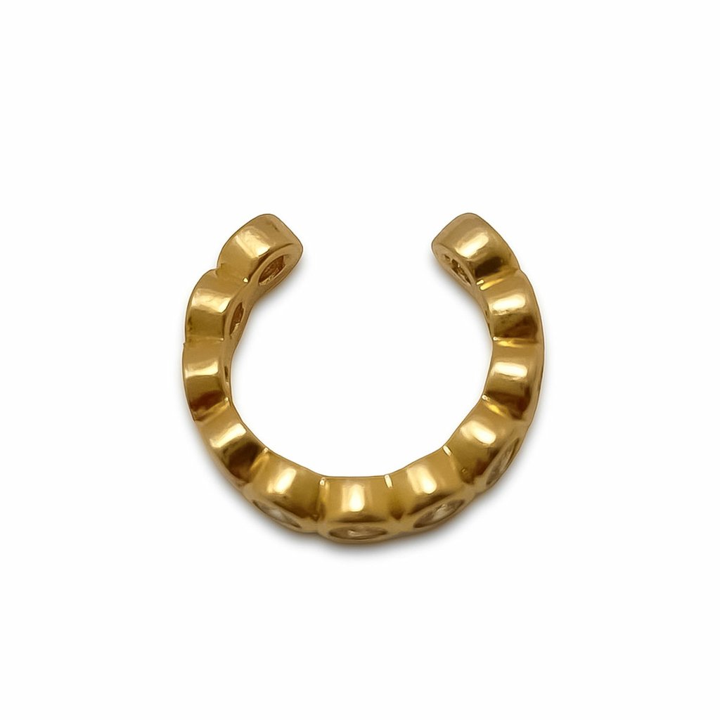 Brinco Piercing Fake Zirconias Banhado Ouro 18k Semijoia Dourado 4