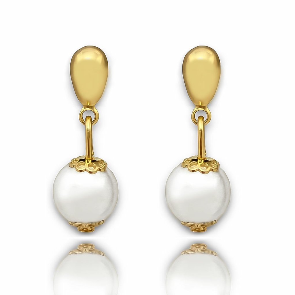 Brinco Perola Classica Tradicional Banhado Ouro 18k Semijoia Dourado 1