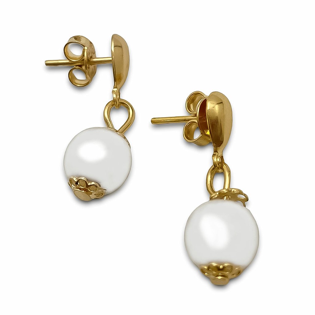 Brinco Perola Classica Tradicional Banhado Ouro 18k Semijoia Dourado 3