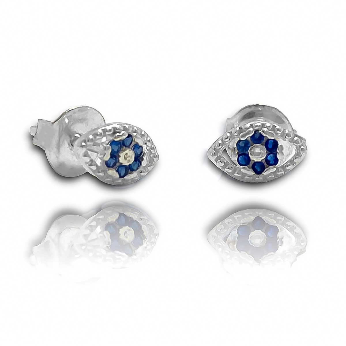 Brinco Olho Grego Zirconia Azul Tradicional Prata 925 Prata 2