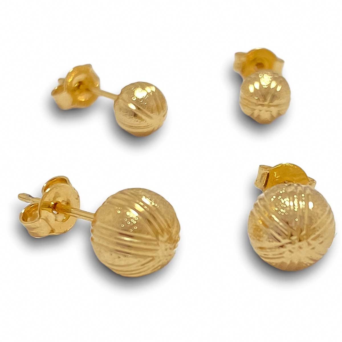 Kit Dois Brincos Primeiro e Segundo Furos Bolinha Banhado a Ouro 18K Dourado 2