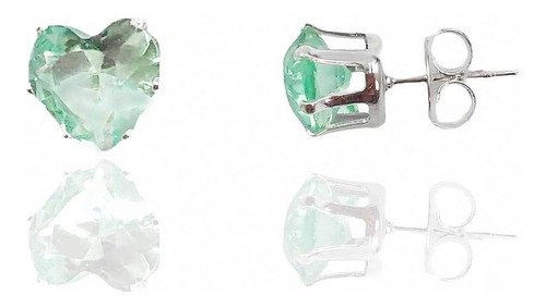 Brinco Coracao Cravejado Zirconia Colorida Folheado A Prata Prata 1