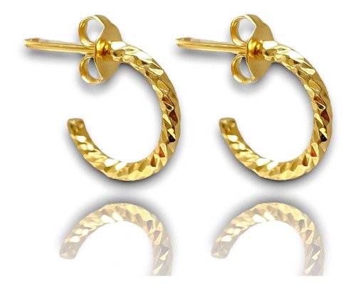 Brinco Argolinha Pequena Trabalhada Folheado A Ouro 18k Dourado 1