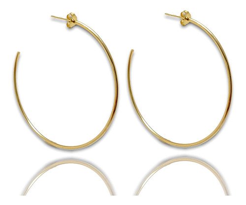 Brinco Argola Tradicional Lisa Banhada A Ouro 18k Dourado 1