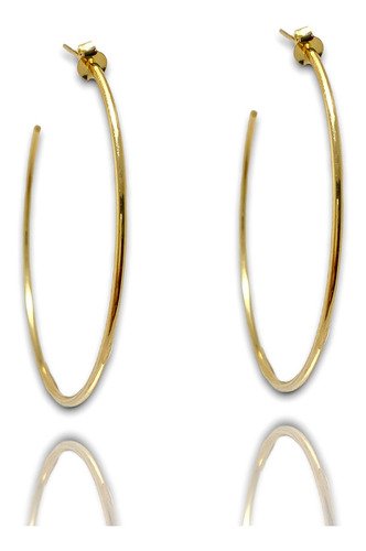 Brinco Argola Tradicional Lisa Banhada A Ouro 18k Dourado 2