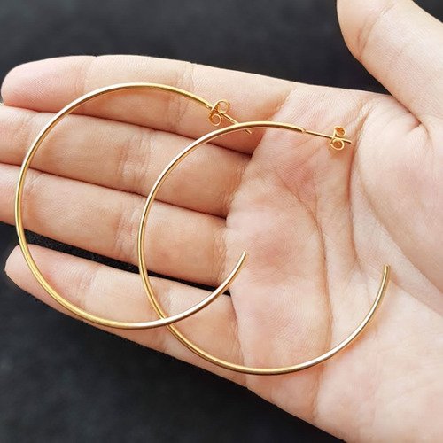 Brinco Argola Tradicional Lisa Banhada A Ouro 18k Dourado 4