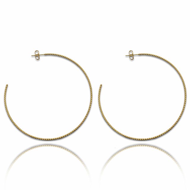 Brinco Argola Craquelada Alto Brilho Grande Banhada a Ouro 18k Dourado 1