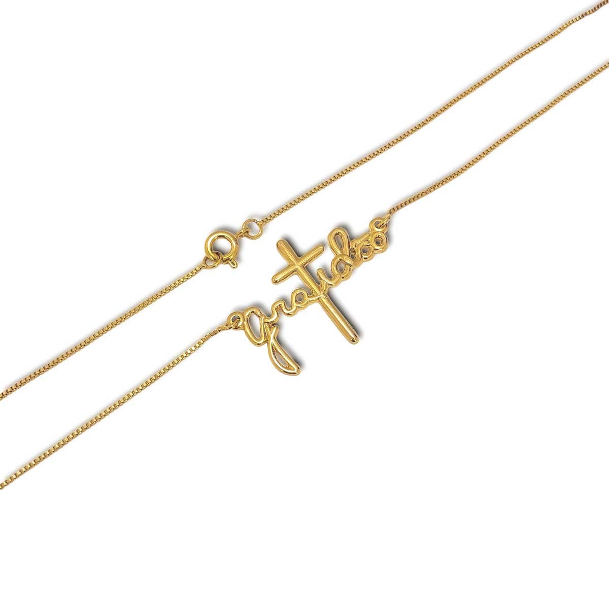 Colar Gratidao Vazado Folheado a Ouro 18k Dourado 2